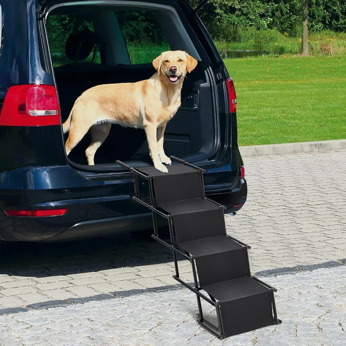 The Fellie Foldable Dog Ramp – Adjustable Non-Slip Pet Steps for Cars & Beds – 80kg Capacity