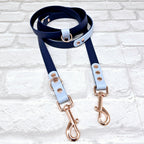 Navy & Pastel Blue – Waterproof BioThane© Hands-Free Dog Training Lead