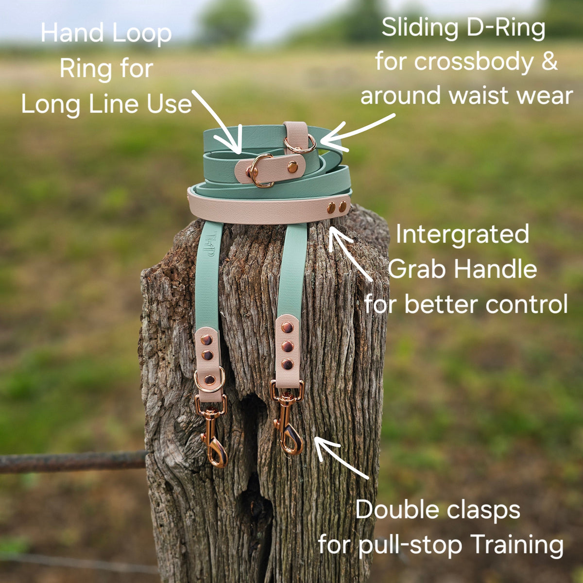 Burgundy & Dark Brown – Waterproof BioThane© Hands-Free Dog Training Lead