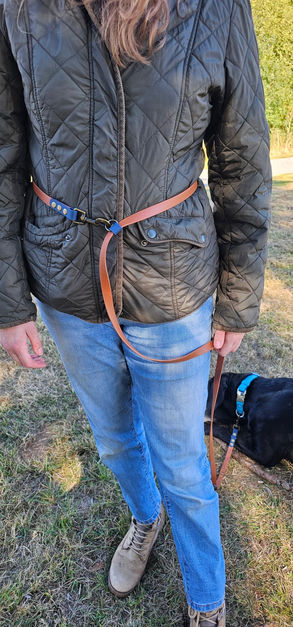 Sage & Tan – Waterproof BioThane© Hands-Free Dog Training Lead