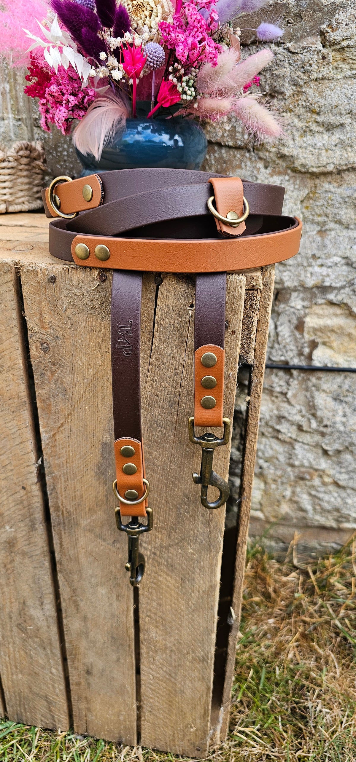 Dark Brown & Tan – Waterproof BioThane© Hands-Free Dog Training Lead