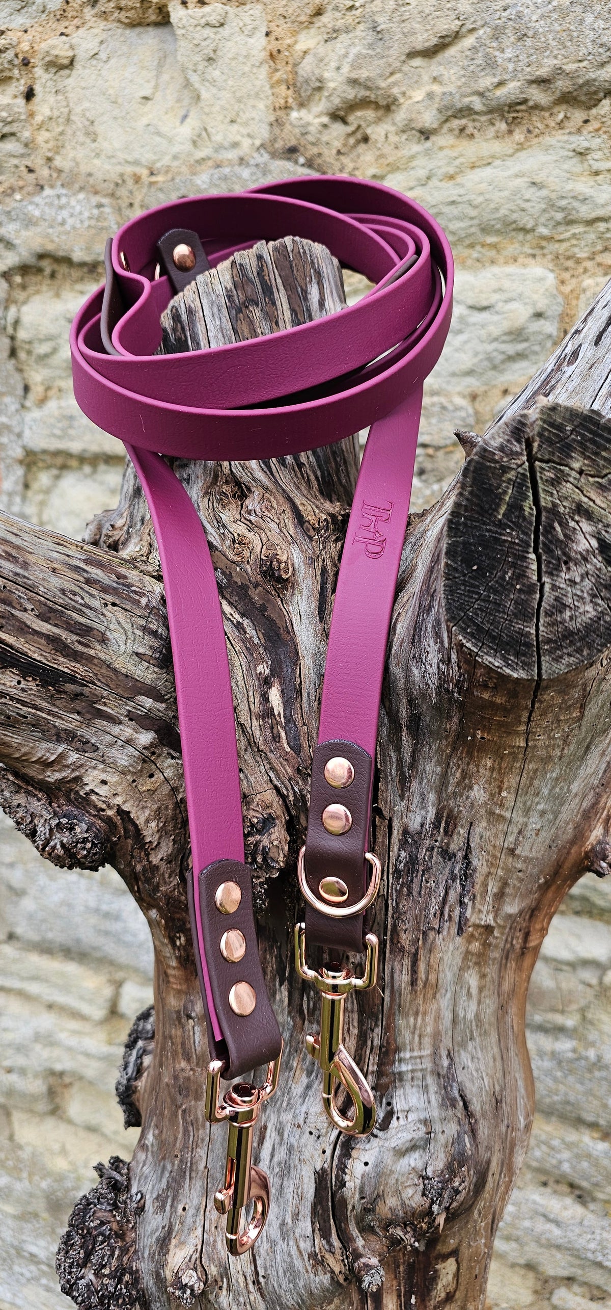 Burgundy & Dark Brown – Waterproof BioThane© Hands-Free Dog Training Lead