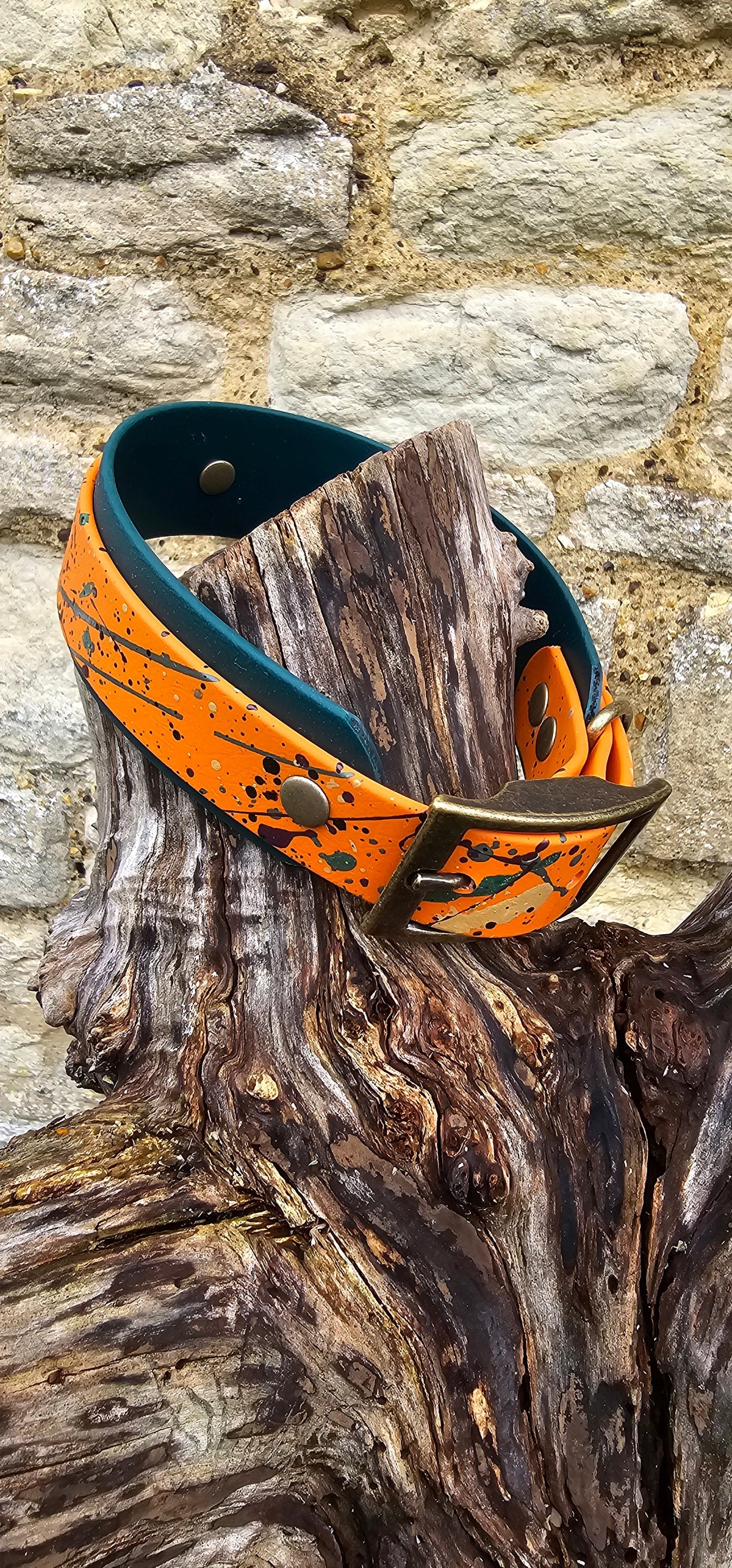 Statement Splatter Wrap Waterproof BioThane© Dog Collar - Forest Flame
