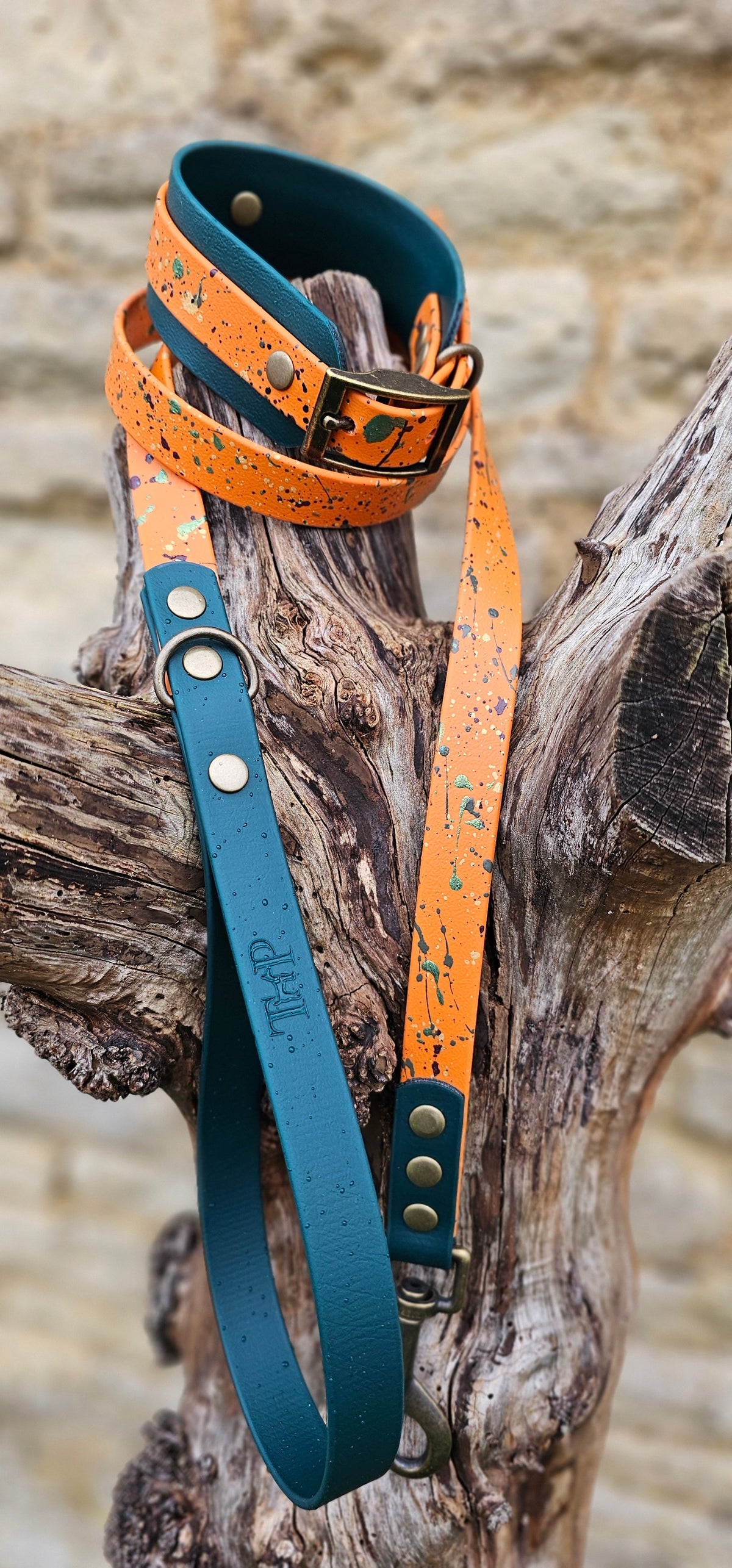 Statement Splatter Wrap Waterproof BioThane© Dog Collar - Forest Flame