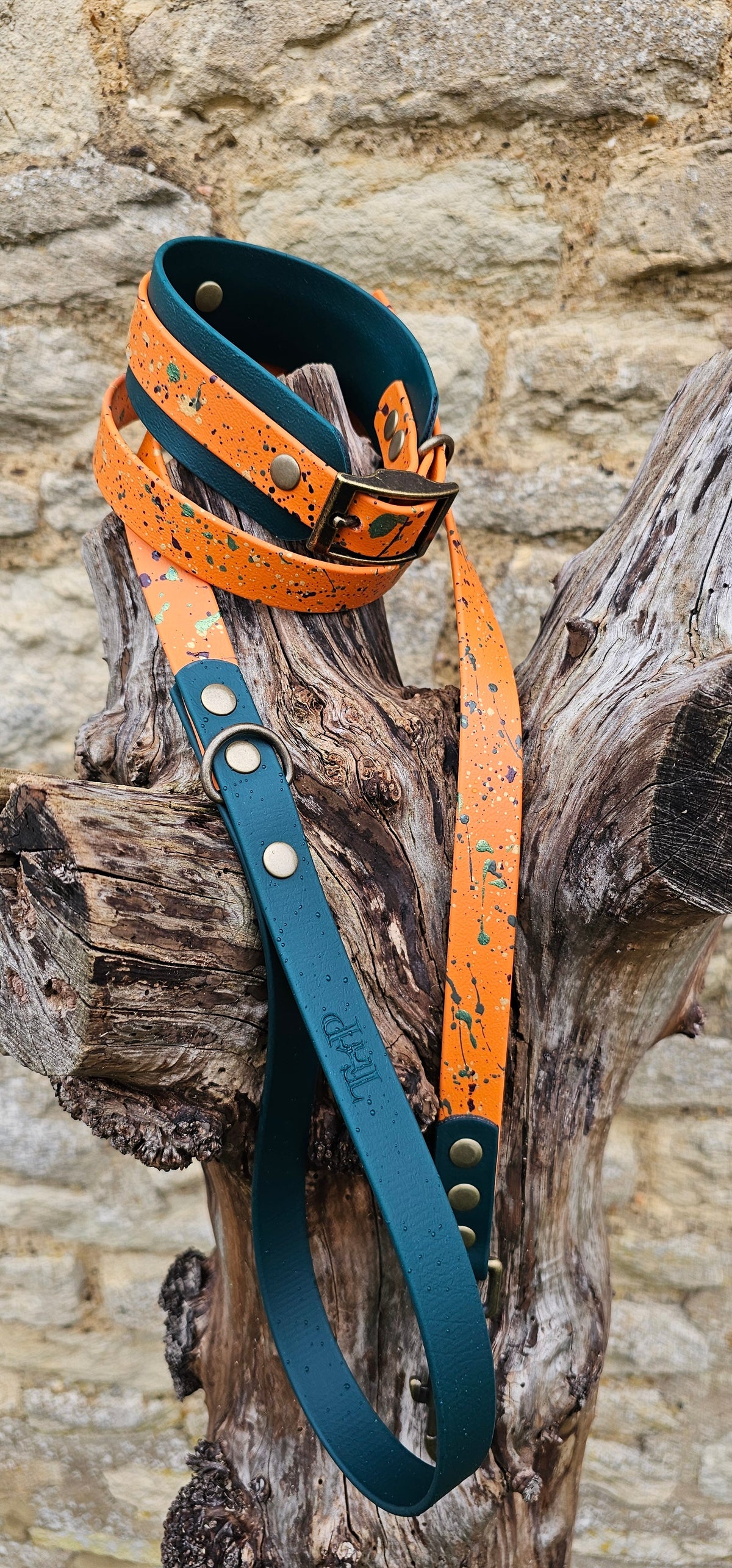Statement Splatter Wrap Waterproof BioThane© Dog Collar - Forest Flame