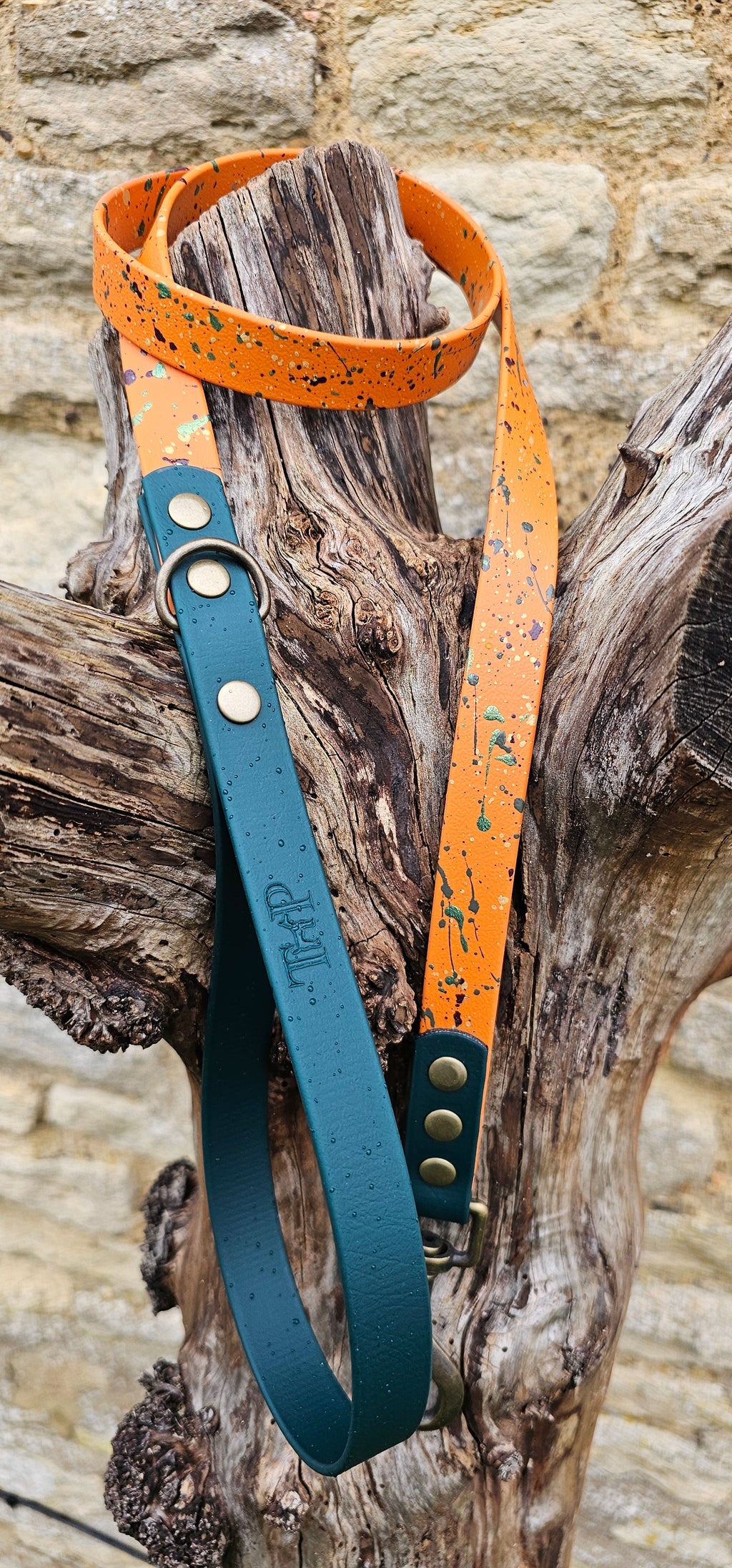 Waterproof BioThane© Splatter Dog Lead - Forest Flame