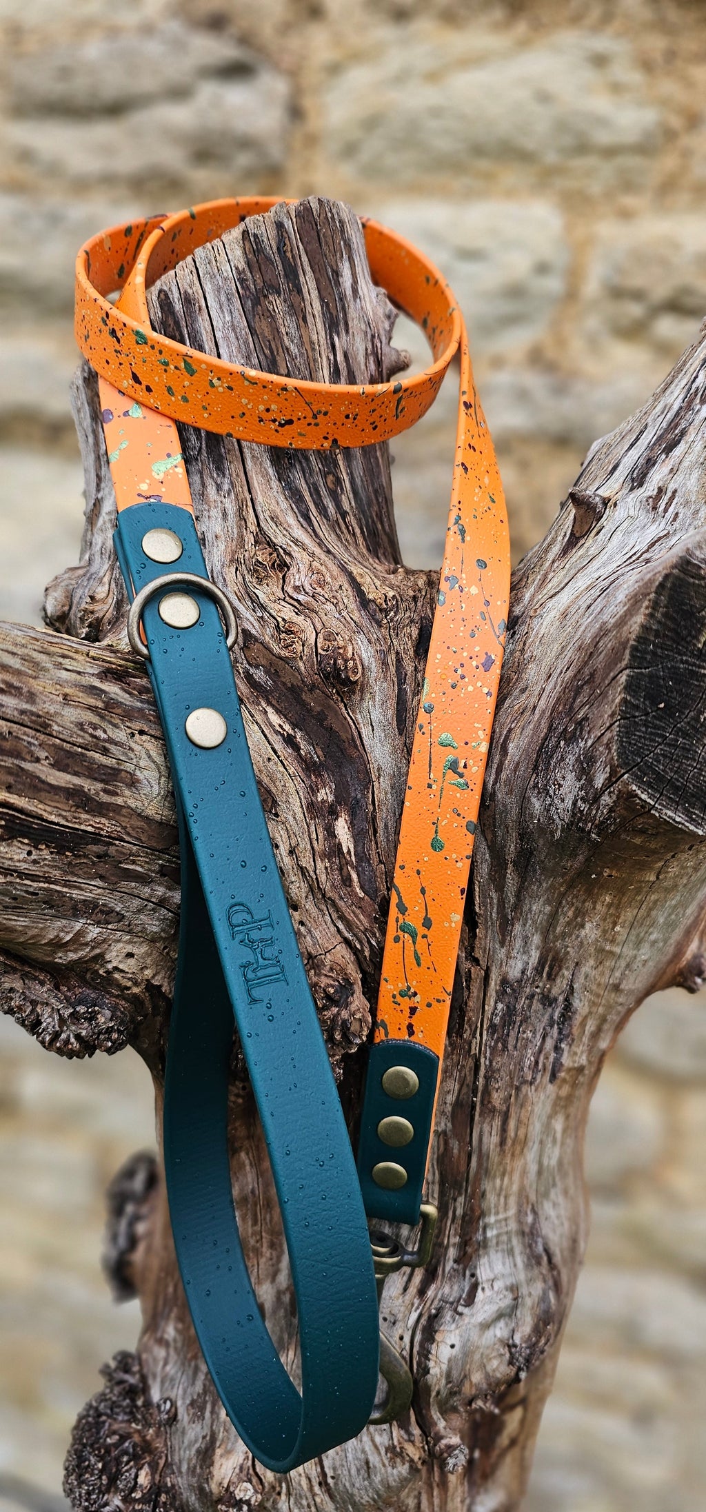 Waterproof BioThane© Splatter Dog Lead - Forest Flame