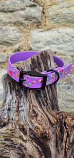Waterproof BioThane© Neon Splatter Dog Collar - Amethyst