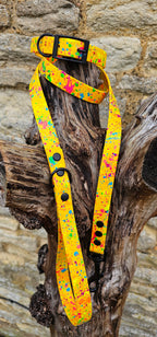 Waterproof BioThane© Neon Splatter Dog Collar - Yellow