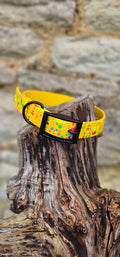 Waterproof BioThane© Neon Splatter Dog Collar - Yellow