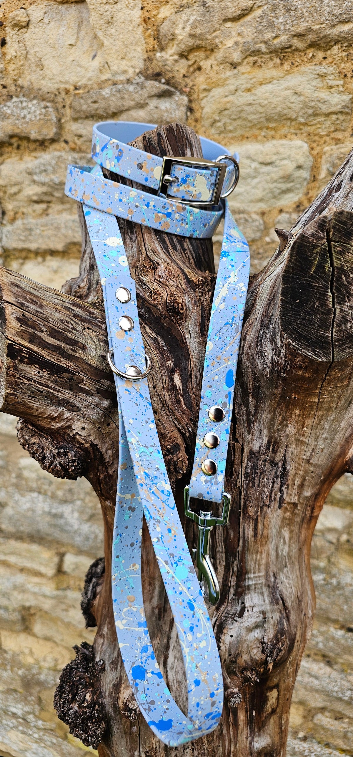 Waterproof BioThane© Pastel Splatter Dog Collar - Pastel Blue