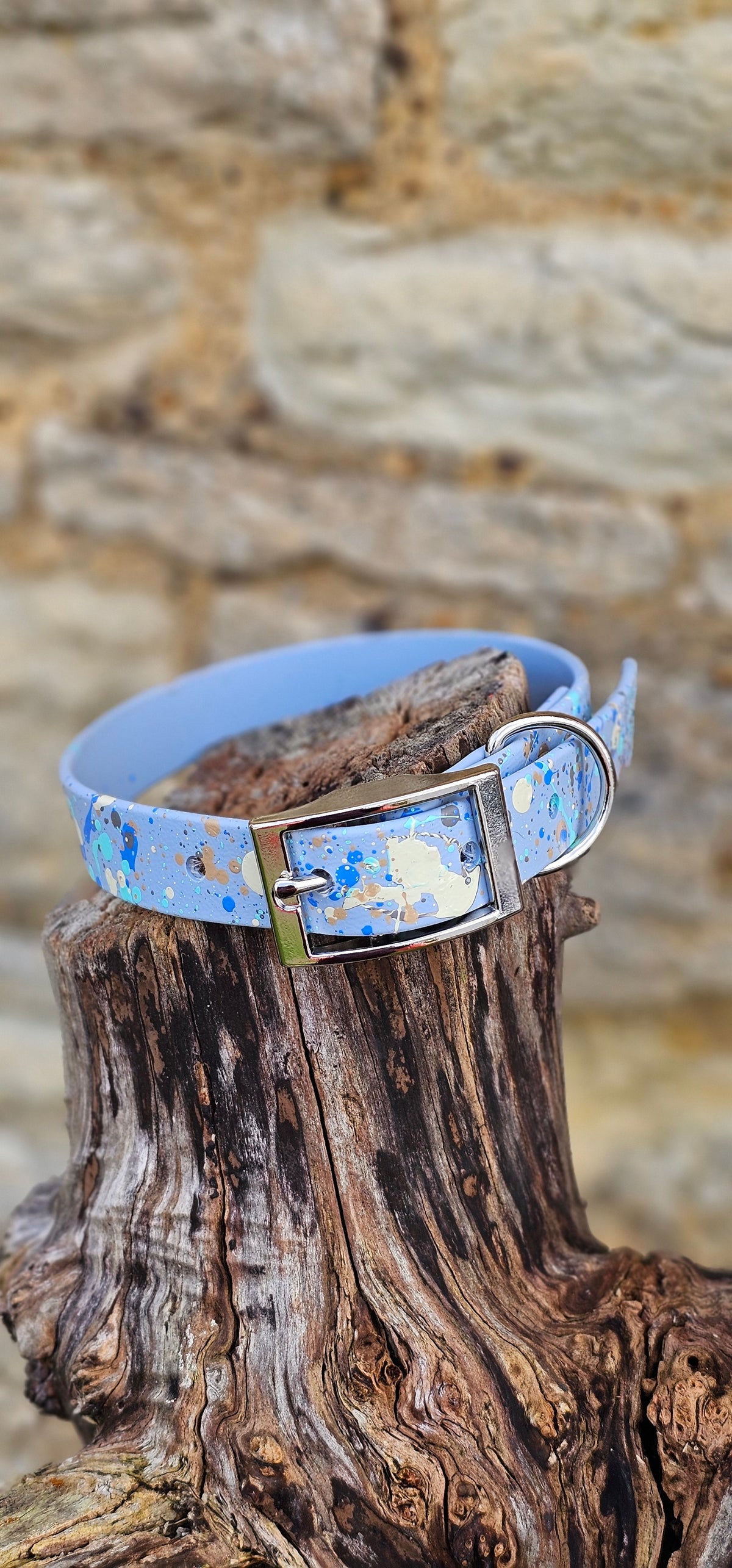 Waterproof BioThane© Pastel Splatter Dog Collar - Pastel Blue