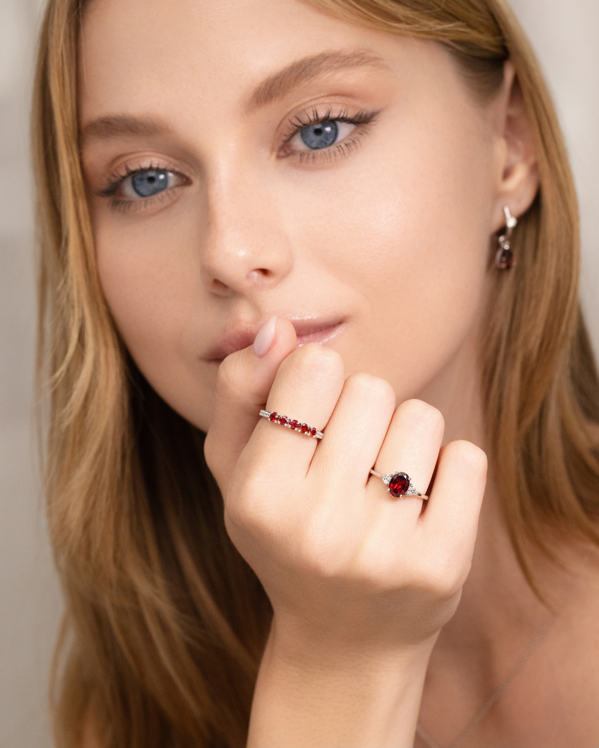 Garnet Ring in Sterling Silver