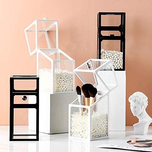 London Boutique Makeup Brush Organiser with Lid – White