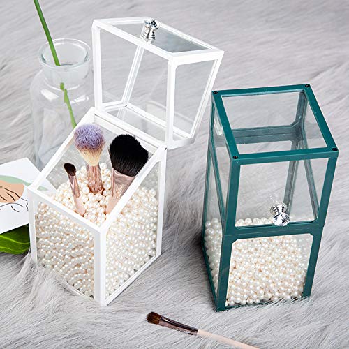 London Boutique Makeup Brush Organiser with Lid – White