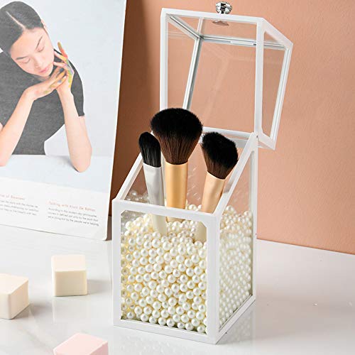 London Boutique Makeup Brush Organiser with Lid – White