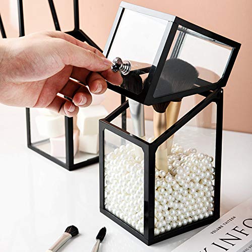 London Boutique Makeup Brush Organiser with Lid – White