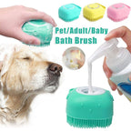 Silicone Shampoo Dispensing Bath Brush for Dogs & Cats