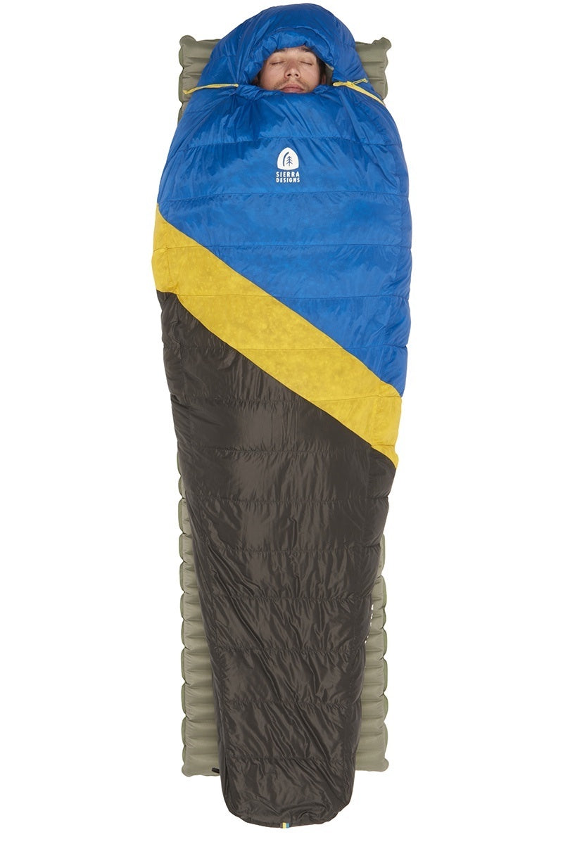 Sierra Designs Nitro 35°F (-3°C) 800-Fill DriDown Sleeping Bag - Long - Blue/Yellow/Peat
