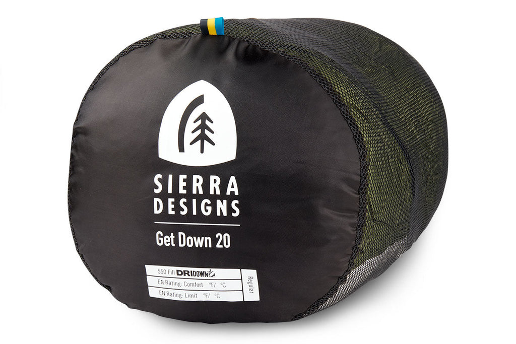Sierra Designs Get Down 20°F (-7°C) 550-Fill DriDown Sleeping Bag - Regular - Green/White