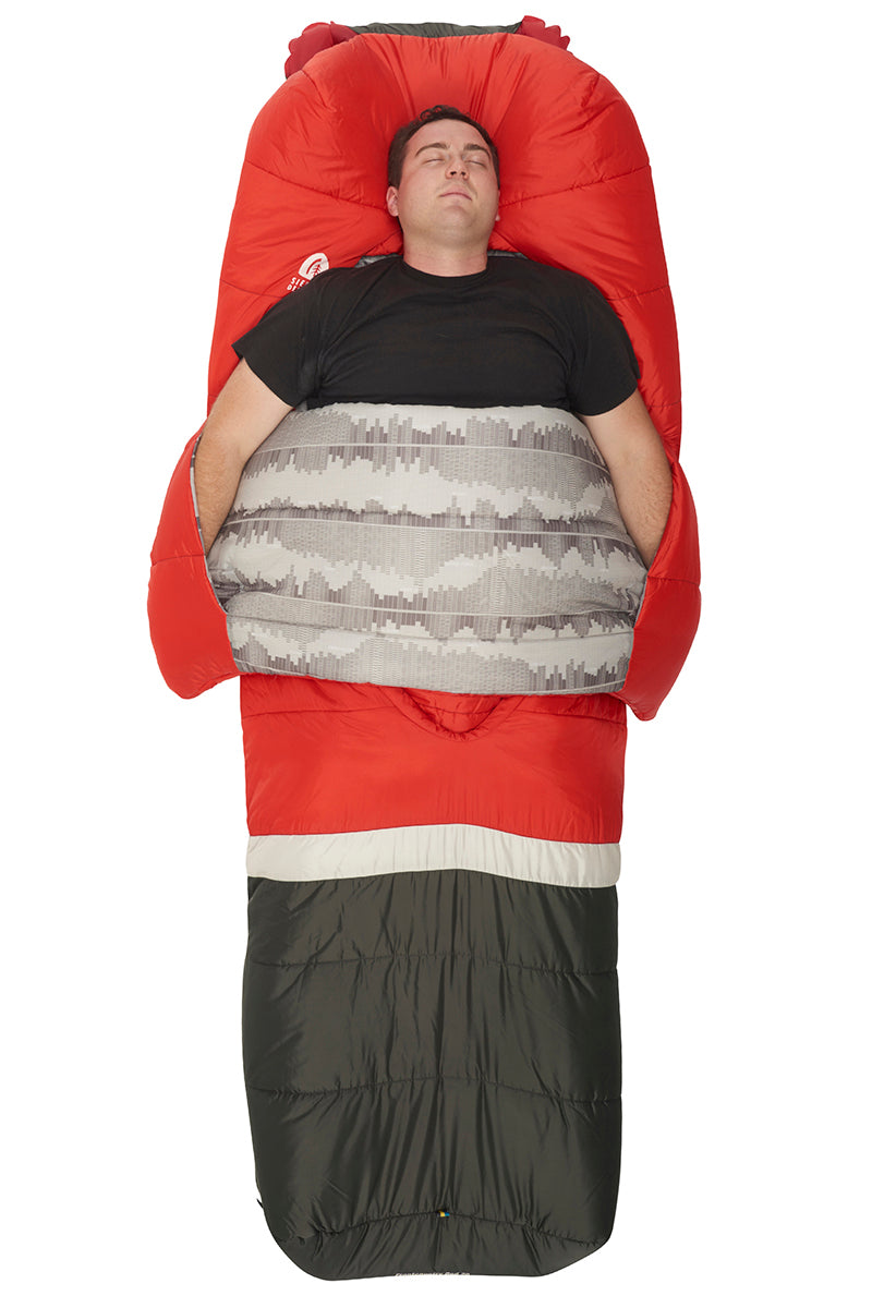 Sierra Designs Frontcountry Bed 20°F (-7°C) Synthetic Sleeping Bag - Long - Red/Grey