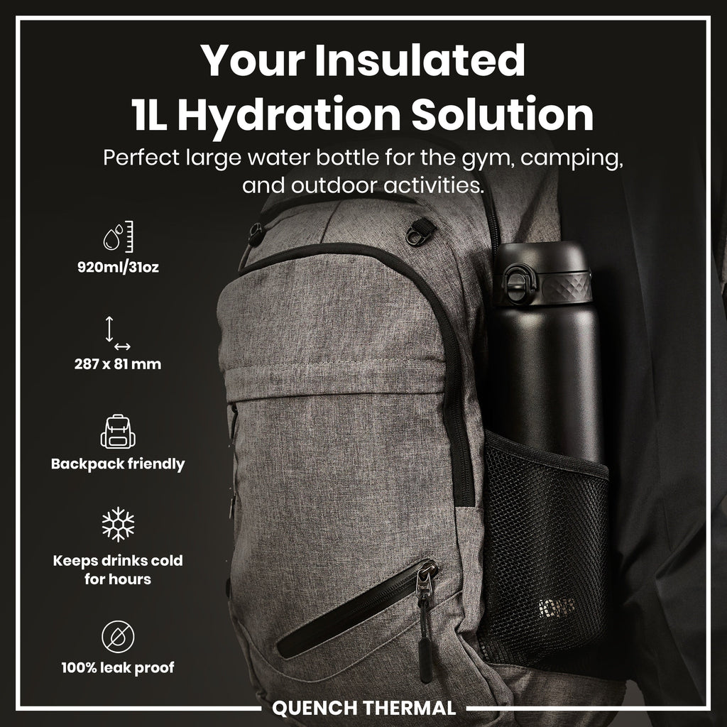 ION8 920ml Insulated Water Bottle – Black