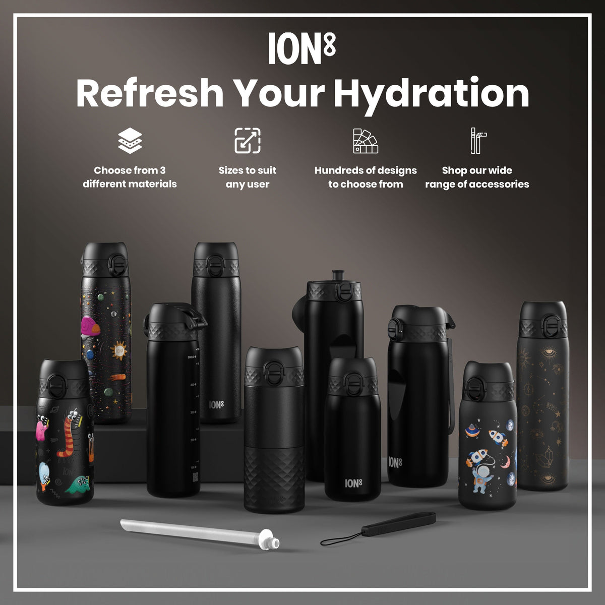 ION8 920ml Insulated Water Bottle – Black