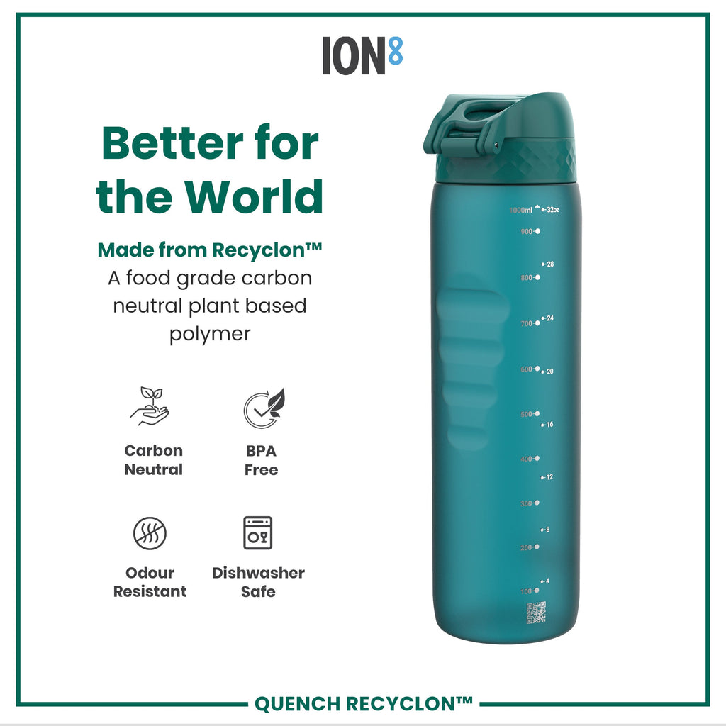 ION8 Recyclon 1L Water Bottle – Aqua