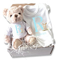 Personalised Blue Initial Bunny Baby Gift Box