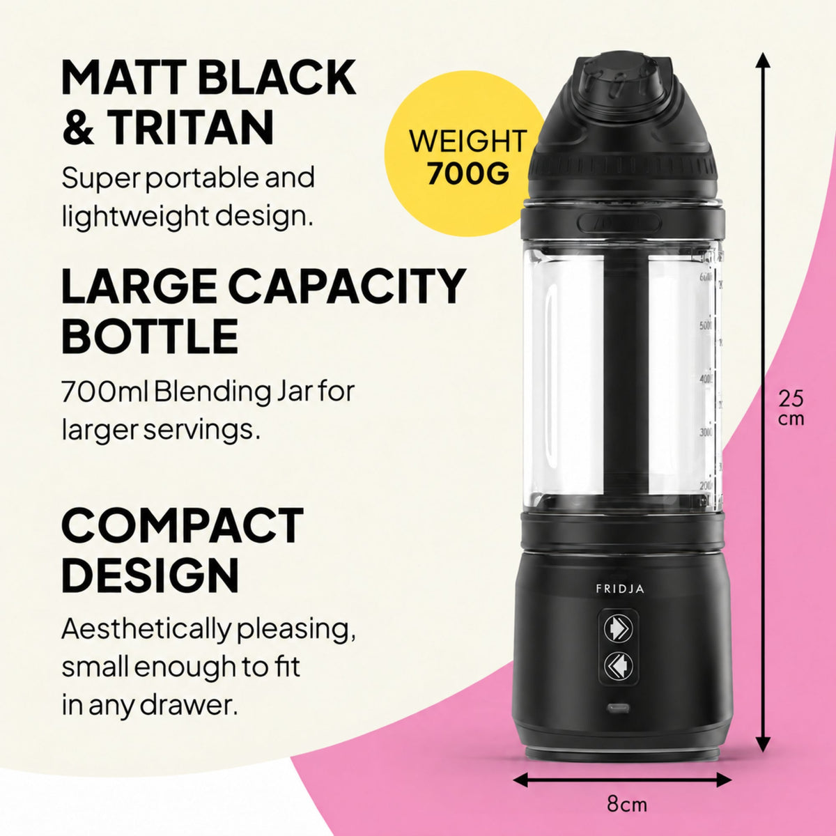 Fridja f500 Portable Blender – Smoothies & Protein Shakes