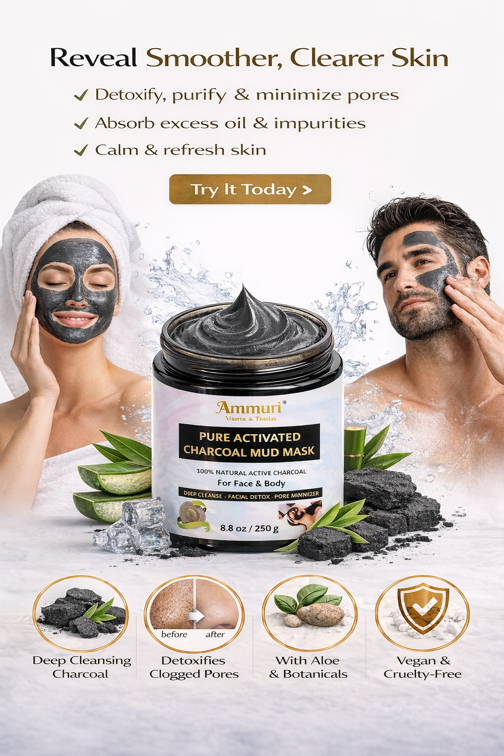 Ammuri Activated Charcoal Mud Mask – product image 3