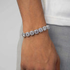 Men's 10mm Clustered Tennis Bracelet – Rhodium-Plated Brass