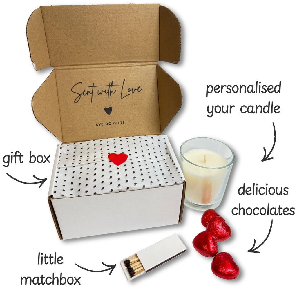 Personalised Gold Heart New Home Candle Gift Box
