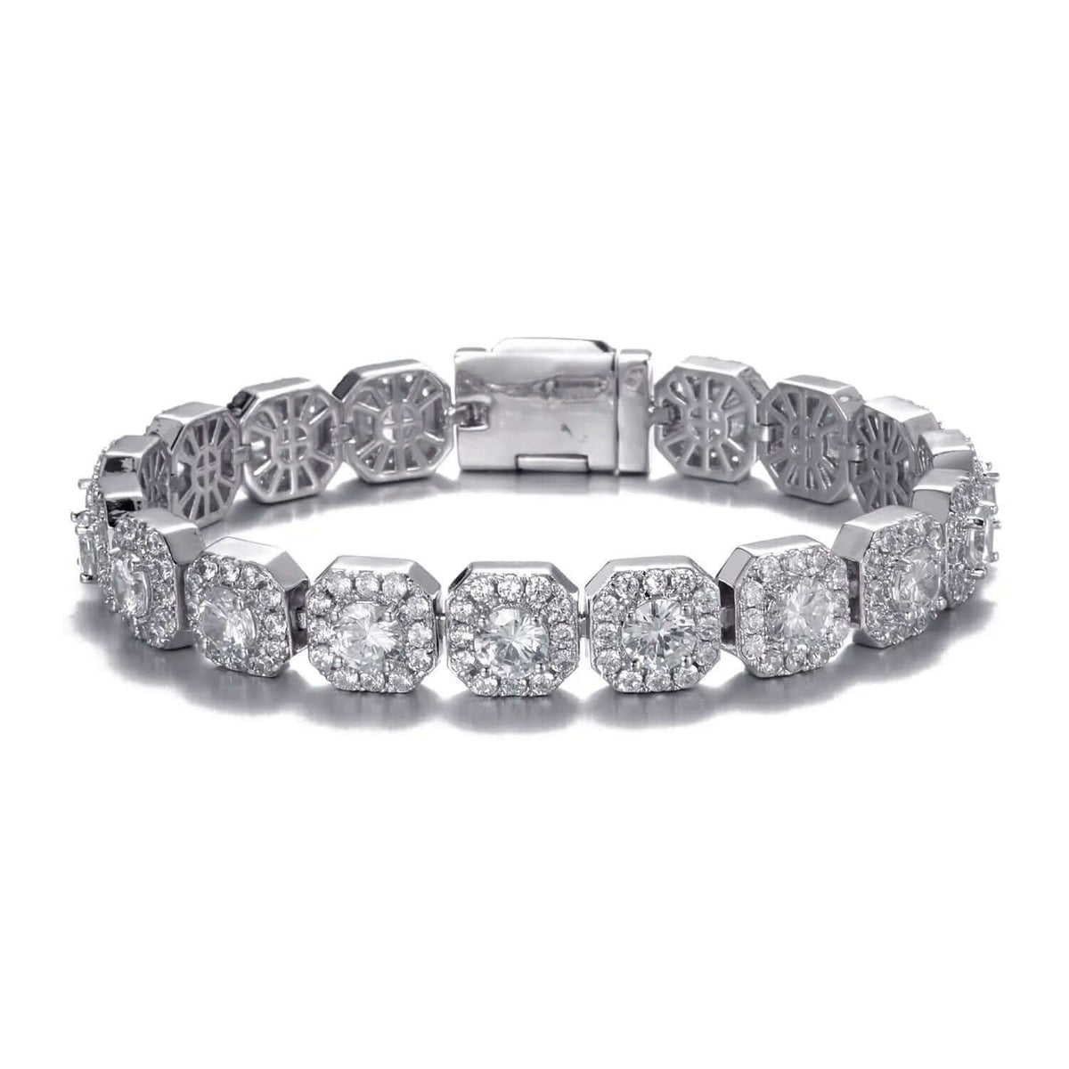 Men's 10mm Clustered Tennis Bracelet – Rhodium-Plated Brass