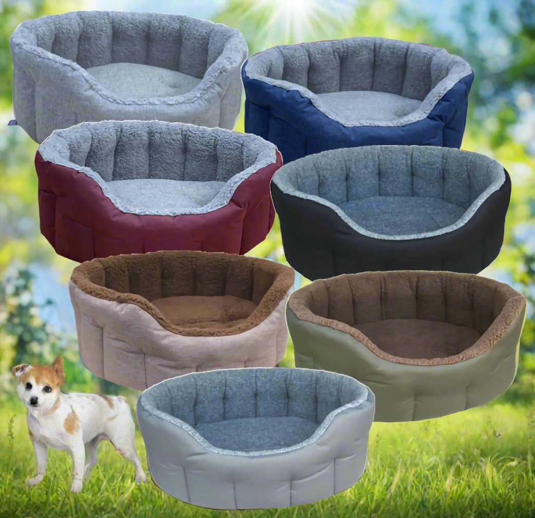 Country Dog Premium Fleece-Lined Oval Bolster Dog Bed