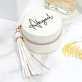 Personalised White Travel Jewellery Case with Tassel