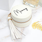 Personalised White Travel Jewellery Case with Tassel
