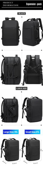 BANGE Aesthetic Men Business Backpack School Expandable USB Bag, Large Capacity 17.3 Laptop Waterproof Fashion Travel Backpack