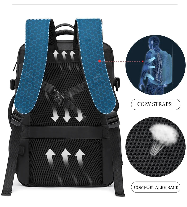 BANGE Aesthetic Men Business Backpack School Expandable USB Bag, Large Capacity 17.3 Laptop Waterproof Fashion Travel Backpack