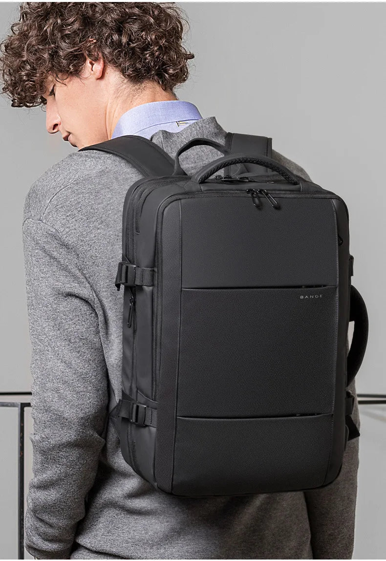 BANGE Aesthetic Men Business Backpack School Expandable USB Bag, Large Capacity 17.3 Laptop Waterproof Fashion Travel Backpack