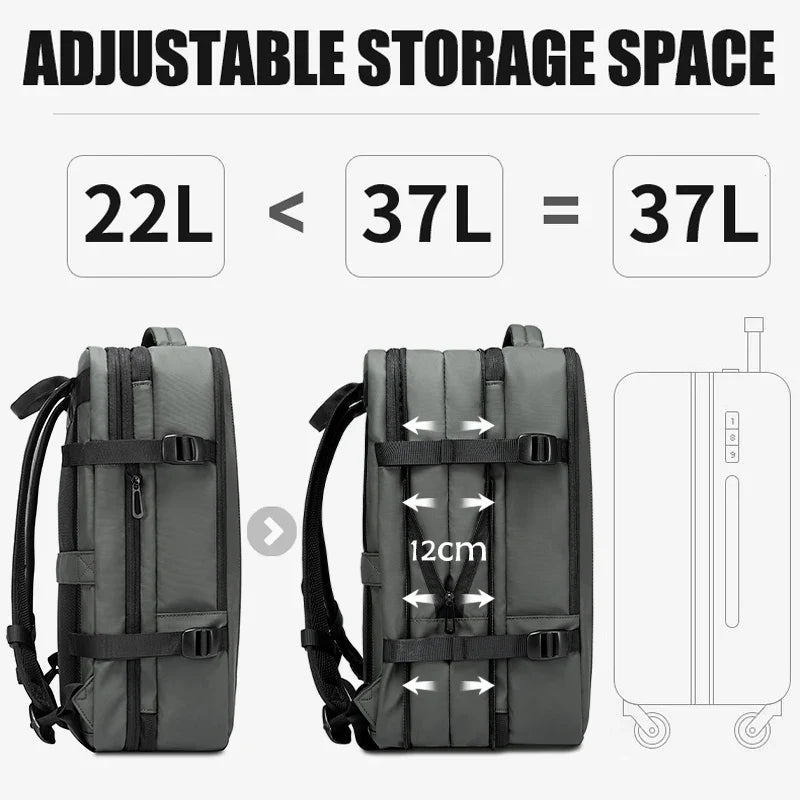 BANGE Aesthetic Men Business Backpack School Expandable USB Bag, Large Capacity 17.3 Laptop Waterproof Fashion Travel Backpack