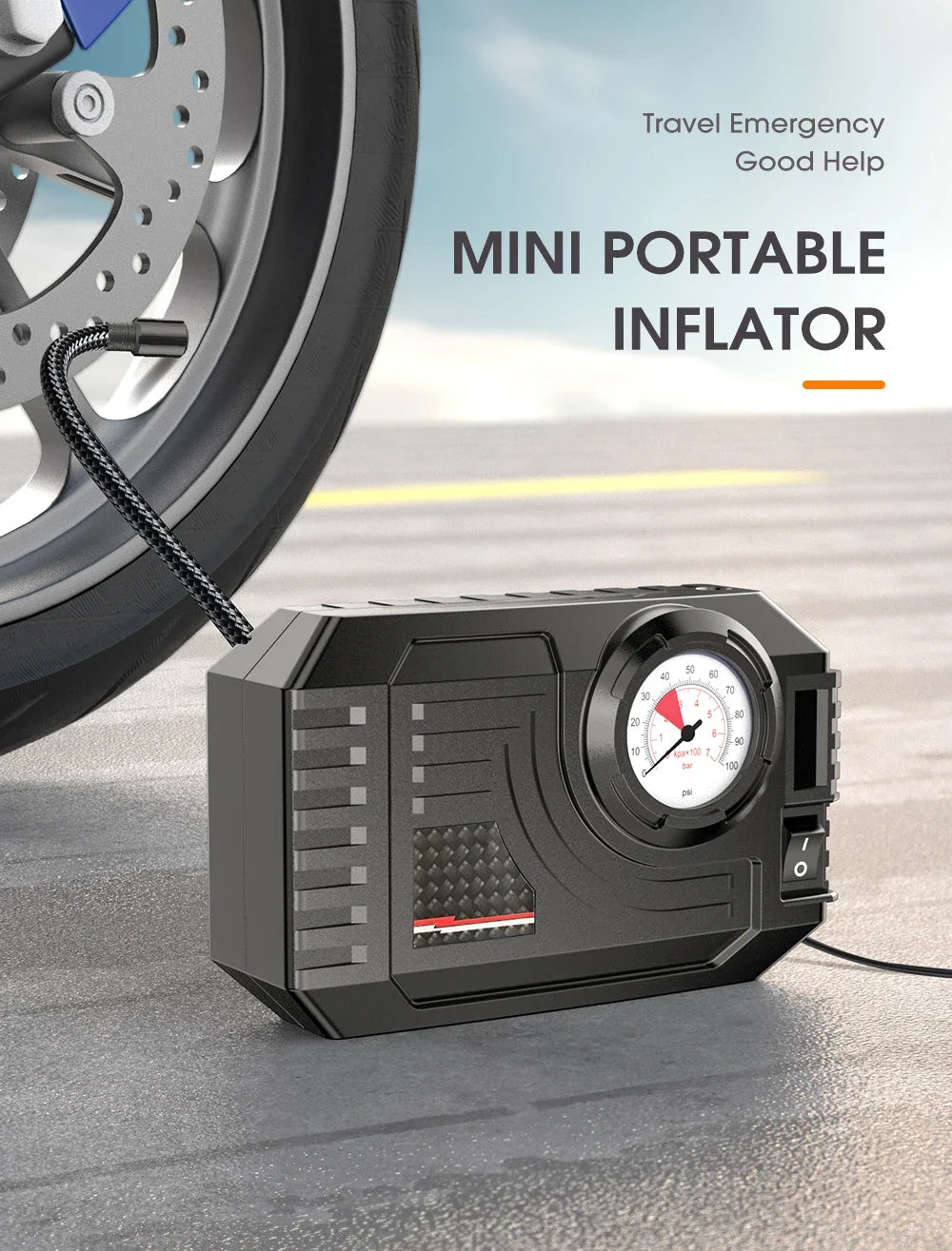 CARSUN Mini Air Pump Tire Inflator Car Electric Mini 20L/Min Portable Air Compressor For Car Motorcycles Bicycle Inflatable