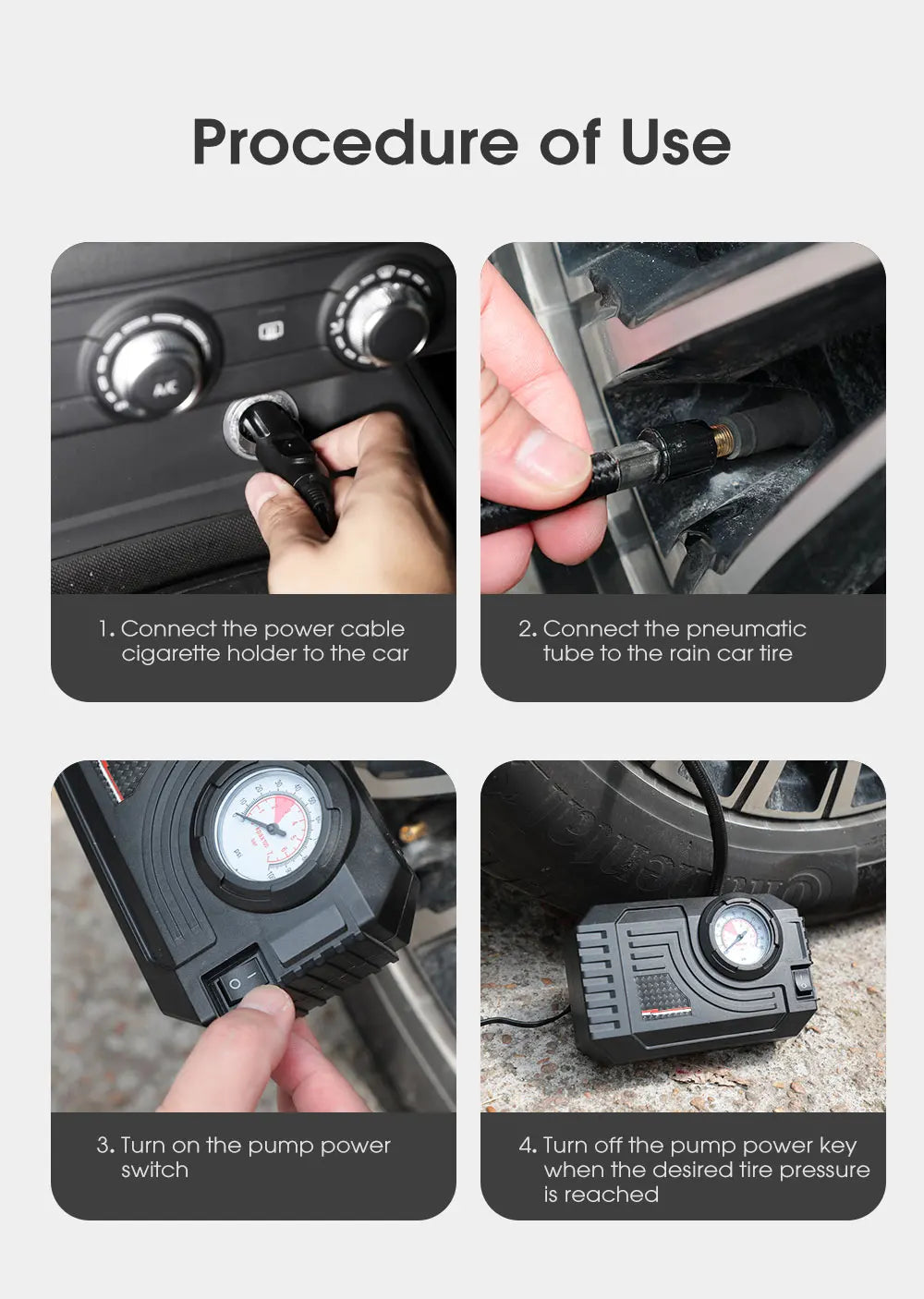 CARSUN Mini Air Pump Tire Inflator Car Electric Mini 20L/Min Portable Air Compressor For Car Motorcycles Bicycle Inflatable