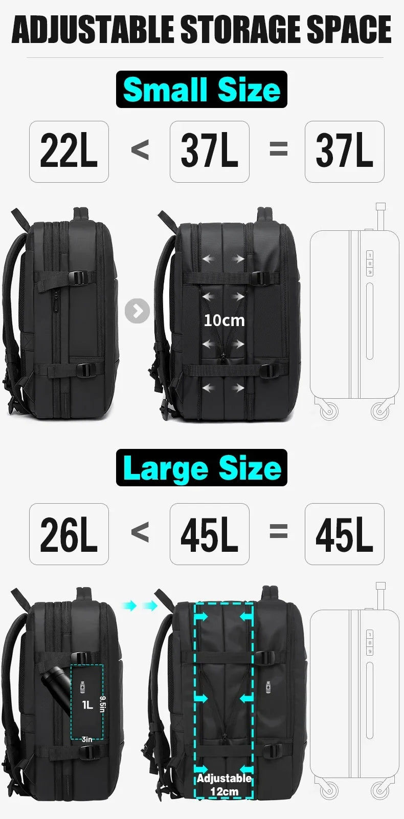 BANGE Aesthetic Men Business Backpack School Expandable USB Bag, Large Capacity 17.3 Laptop Waterproof Fashion Travel Backpack