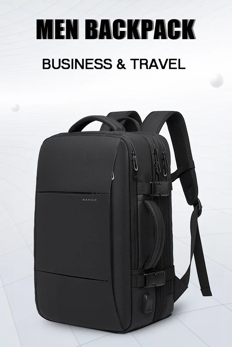 BANGE Aesthetic Men Business Backpack School Expandable USB Bag, Large Capacity 17.3 Laptop Waterproof Fashion Travel Backpack