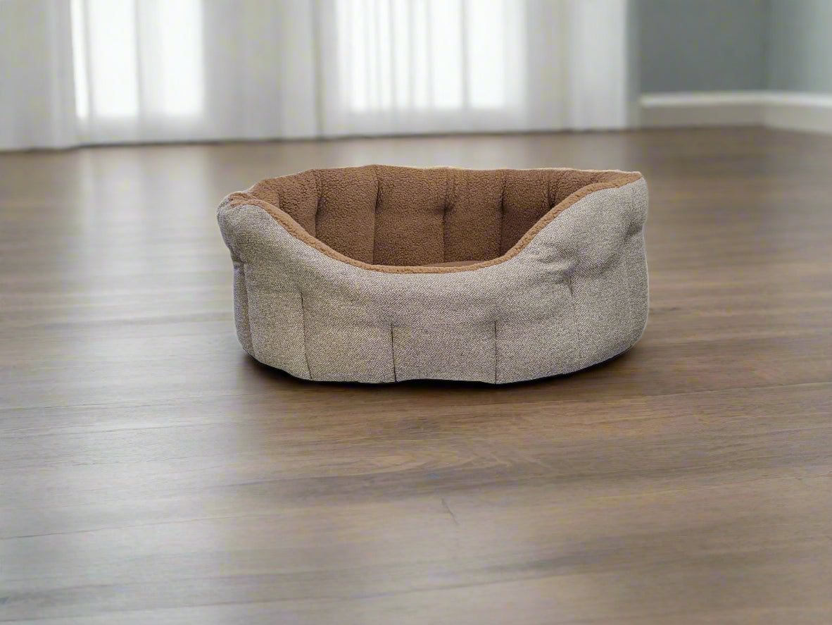 Country Dog Premium Orkney Tweed Fleece-Lined Bolster Dog Bed