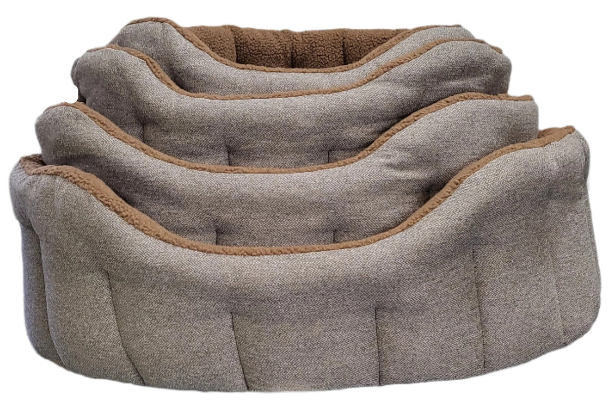 Country Dog Premium Orkney Tweed Fleece-Lined Bolster Dog Bed
