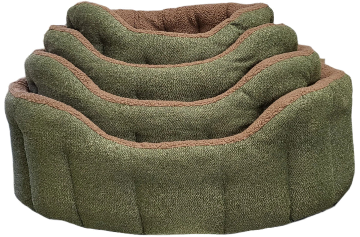 Country Dog Premium Orkney Tweed Fleece-Lined Bolster Dog Bed
