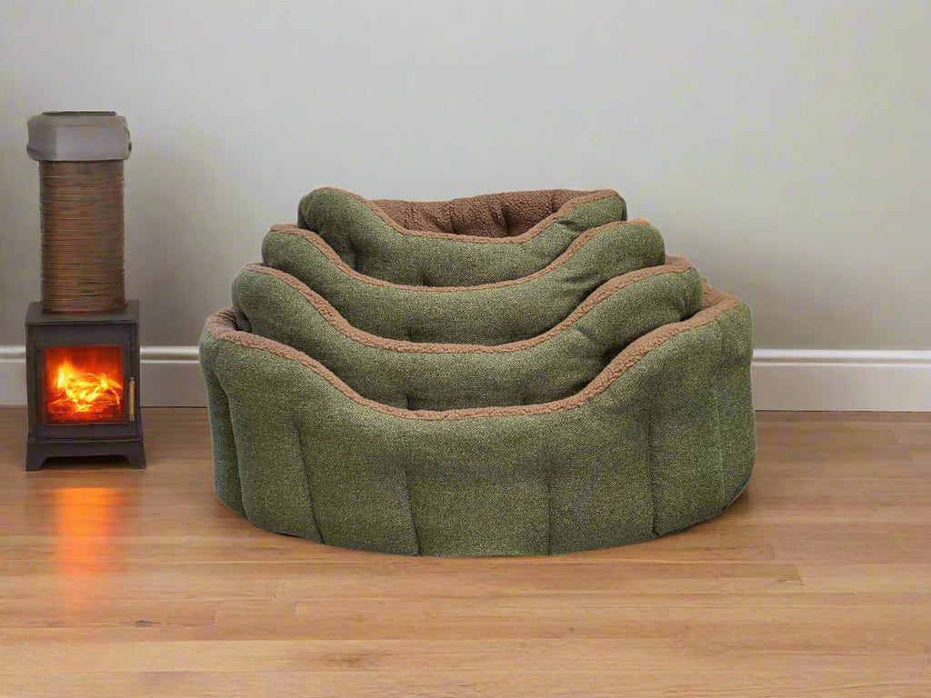 Country Dog Premium Orkney Tweed Fleece-Lined Bolster Dog Bed