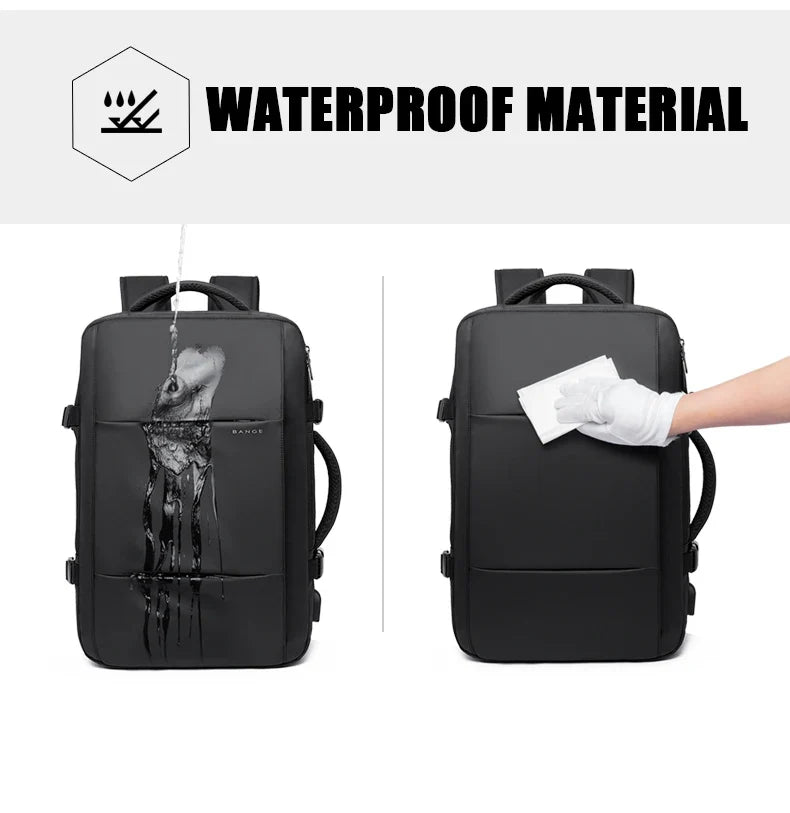 BANGE Aesthetic Men Business Backpack School Expandable USB Bag, Large Capacity 17.3 Laptop Waterproof Fashion Travel Backpack